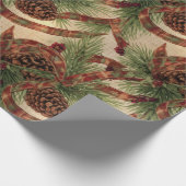 Wrapping Paper Rustic Pinecone Holiday Ribbon Geschenkpapier (Ecke)