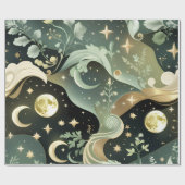 Wrapping Paper - Sage Green Celestial Moon Geschenkpapier (Flach)