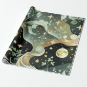 Wrapping Paper - Sage Green Celestial Moon Geschenkpapier (Ungerollt)