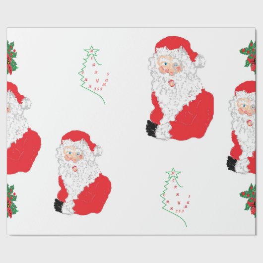 Wrapping Paper Santa Claus Poinsettias Geschenkpapier (Saum)
