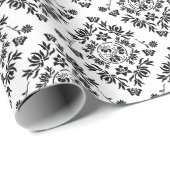 Wrapping Paper (Schwarzweiß-Damaskus) Geschenkpapier (Rolleneckpunkt)