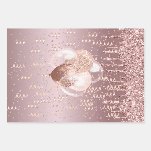 Wrapping Paper Set (3) A Rose Gold Celebration  Geschenkpapier Set (Vorderseite 3)