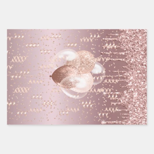 Wrapping Paper Set (3) A Rose Gold Celebration  Geschenkpapier Set (Vorderseite 2)