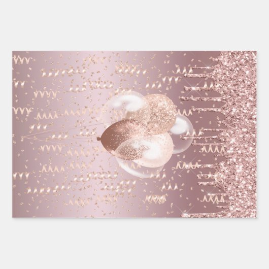 Wrapping Paper Set (3) A Rose Gold Celebration Geschenkpapier Set (Vorderseite)
