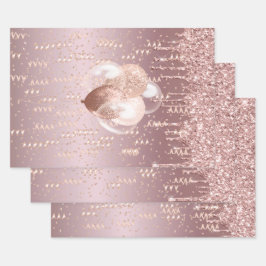 Wrapping Paper Set (3) A Rose Gold Celebration  Geschenkpapier Set