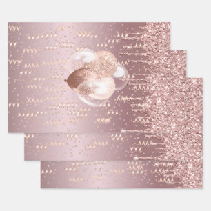 Wrapping Paper Set (3) A Rose Gold Celebration  Geschenkpapier Set