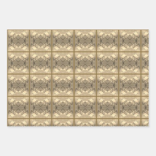 Wrapping Paper Set 3 Blätter Gold Gingko Blätter (Vorderseite 2)