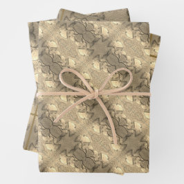 Wrapping Paper Set 3 Blätter Gold Gingko Blätter