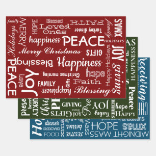 Wrapping Paper Set - Christmas Red Green Blue Geschenkpapier Set