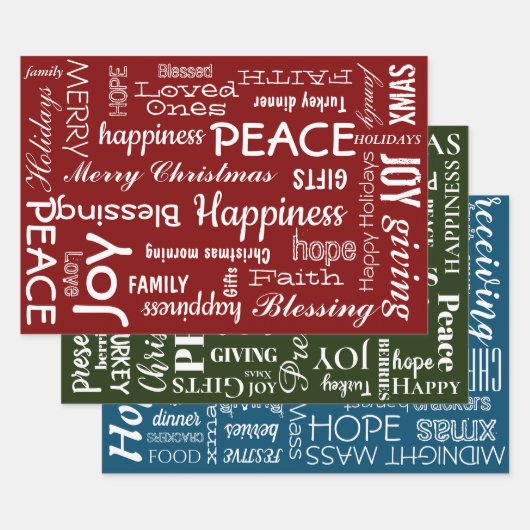 Wrapping Paper Set - Christmas Red Green Blue Geschenkpapier Set (Set)