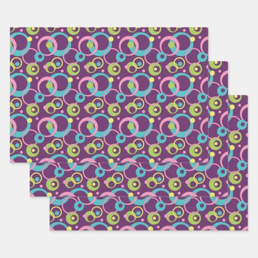 Wrapping Paper-Set für Funky Lila Circles Geschenkpapier Set (Set)