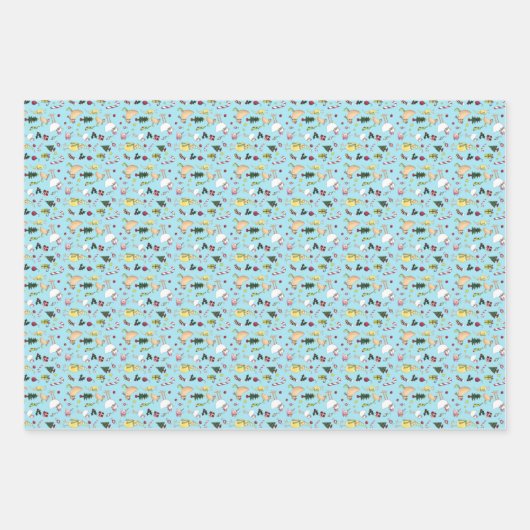 Wrapping Paper Set für Weihnachtshühner mit 3 Blät Geschenkpapier Set (Vorderseite 3)