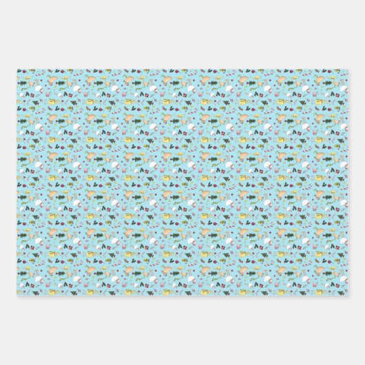 Wrapping Paper Set für Weihnachtshühner mit 3 Blät Geschenkpapier Set (Vorderseite 2)