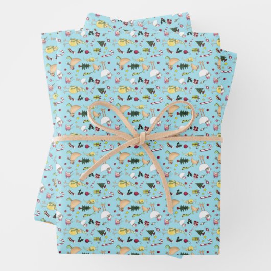 Wrapping Paper Set für Weihnachtshühner mit 3 Blät Geschenkpapier Set (Beispiel)