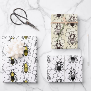 Wrapping Paper Set - Graphic Bees Geschenkpapier Set