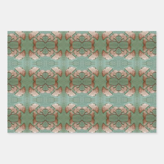 Wrapping Paper Set von 3 Blatt Gingko Blätter (Vorderseite 3)