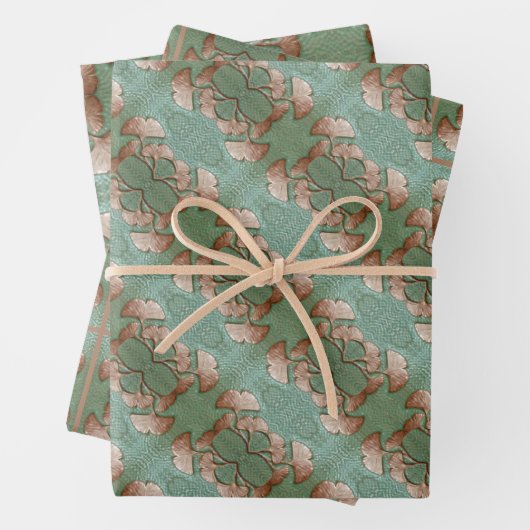 Wrapping Paper Set von 3 Blatt Gingko Blätter (Beispiel)