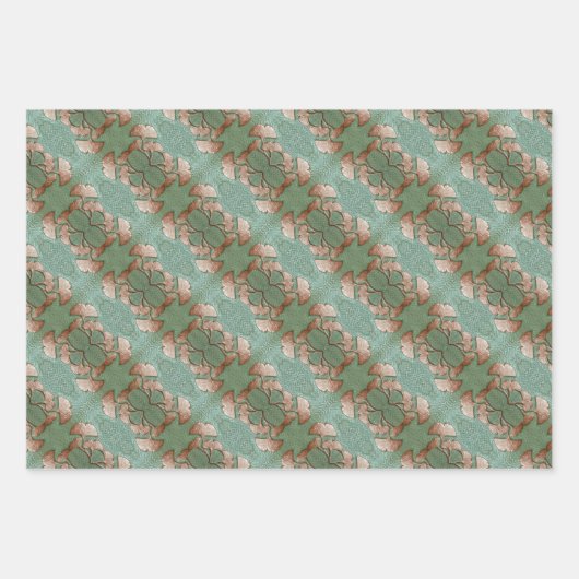 Wrapping Paper Set von 3 Blatt Gingko Blätter (Vorderseite)