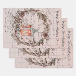 Wrapping Paper Set von 3 Vintagen Themen Weihnacht Geschenkpapier Set