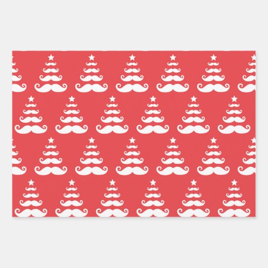 Wrapping Paper Sheet "Christmas Mustache Trees" Geschenkpapier Set (Vorderseite 3)