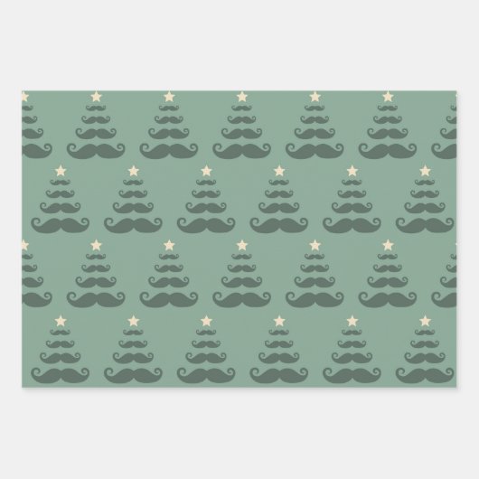 Wrapping Paper Sheet "Christmas Mustache Trees" Geschenkpapier Set (Vorderseite 2)
