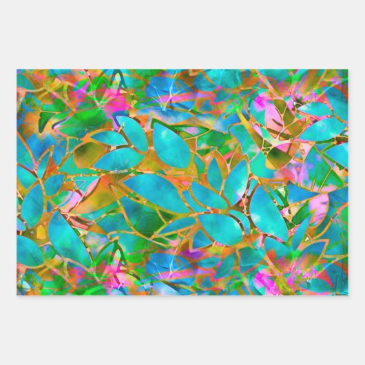 Wrapping Paper Sheet Set Floral-Hartglas Geschenkpapier Set (Vorderseite 2)