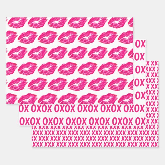 Wrapping Paper Sheet Set - Pink Hugs und Kisses Geschenkpapier Set (Set)