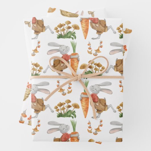 Wrapping Paper Sheets - Autumn Fall Pumpkin Rabbit Geschenkpapier Set (Beispiel)