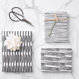 Wrapping Paper Sheets - Black And White Pattern Geschenkpapier Set