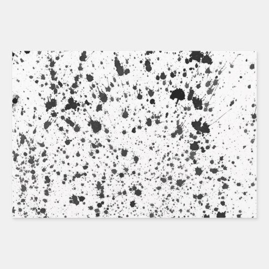 Wrapping Paper Sheets - Black and White Splatters Geschenkpapier Set (Vorderseite 3)