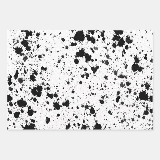 Wrapping Paper Sheets - Black and White Splatters Geschenkpapier Set (Vorderseite)