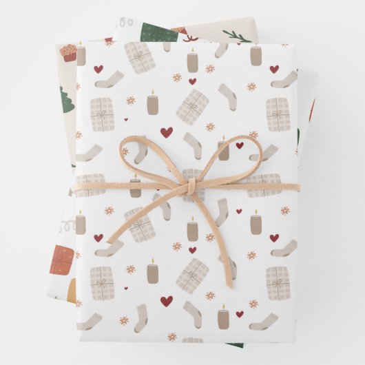 Wrapping Paper Sheets - Christmas Patterns Geschenkpapier Set (Beispiel)