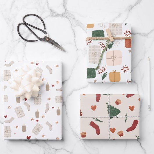 Wrapping Paper Sheets - Christmas Patterns Geschenkpapier Set (Vorderseite)