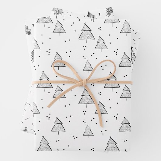 Wrapping Paper Sheets - Christmas Tree Patterns Geschenkpapier Set (Beispiel)