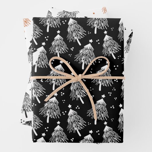 Wrapping Paper Sheets - Christmas Trees Patterns Geschenkpapier Set (Beispiel)
