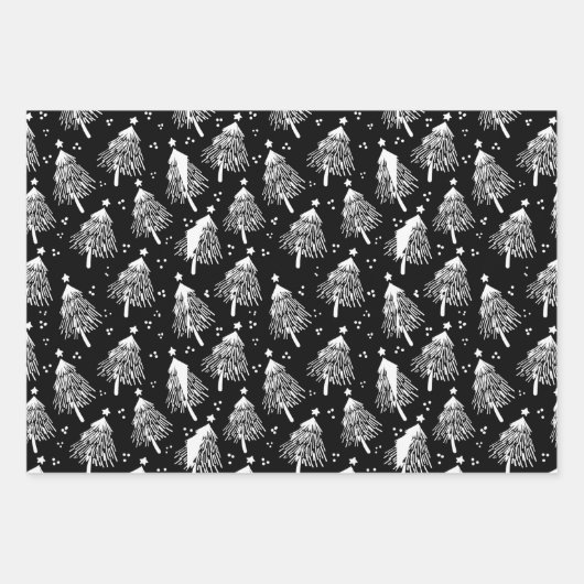 Wrapping Paper Sheets - Christmas Trees Patterns Geschenkpapier Set (Vorderseite)