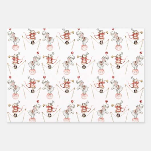 Wrapping Paper Sheets - Circus Fair Carnival Clown Geschenkpapier Set (Vorderseite 3)