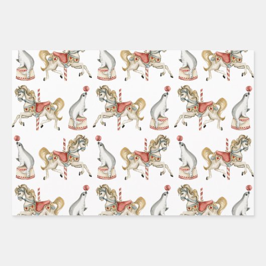 Wrapping Paper Sheets - Circus Fair Carnival Clown Geschenkpapier Set (Vorderseite 2)