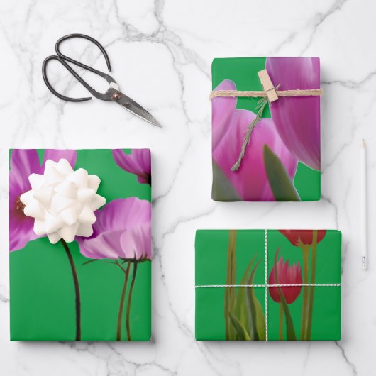 Wrapping Paper Sheets Flower Geschenkpapier Set (Vorderseite)