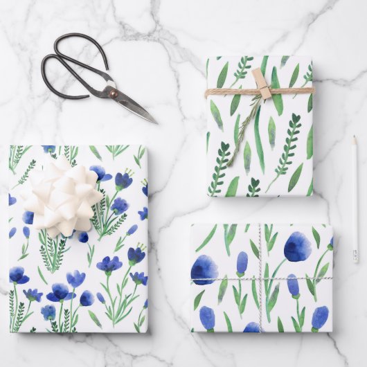 Wrapping Paper Sheets - Flowers & Leaves Geschenkpapier Set (Vorderseite)