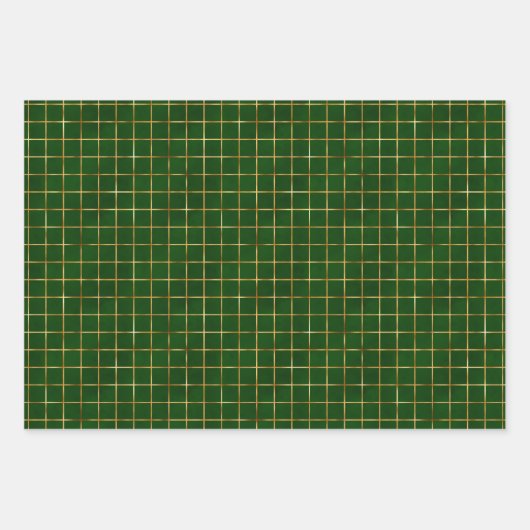 Wrapping Paper Sheets - Green And Gold Pattern Geschenkpapier Set (Vorderseite)