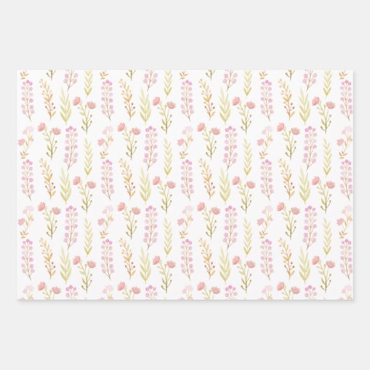 Wrapping Paper Sheets - Pink Flower Patterns Geschenkpapier Set (Vorderseite)