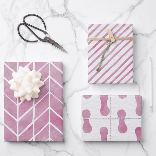 Wrapping Paper Sheets - Pink Pattern Geschenkpapier Set (Vorderseite)
