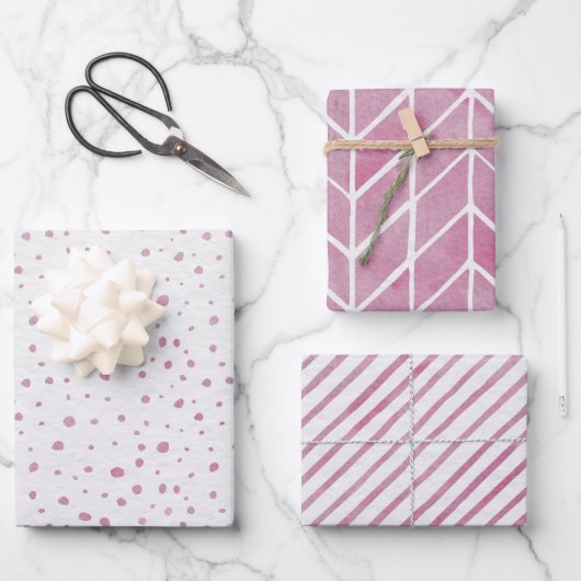 Wrapping Paper Sheets - Pink Patterns Geschenkpapier Set (Vorderseite)