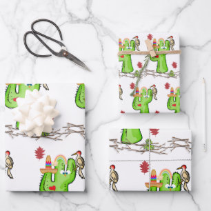 Wrapping Paper Sheets Snake Cactus Bird Geschenkpapier Set