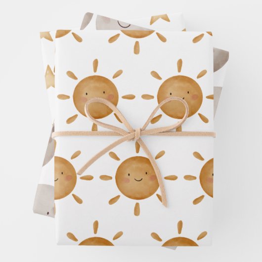 Wrapping Paper Sheets - Sun, Moon And Falling Star Geschenkpapier Set (Beispiel)