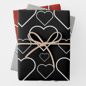 Wrapping Paper Sheets Valentine's Black Gray Red Geschenkpapier Set (Beispiel)