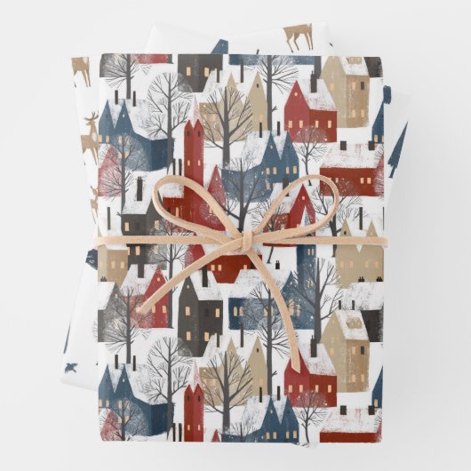 Wrapping Paper Sheets - Winter Patterns Geschenkpapier Set (Beispiel)
