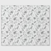 Wrapping Paper - Silver Winter Floral Pattern Geschenkpapier (Flach)
