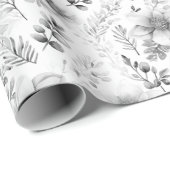 Wrapping Paper - Silver Winter Floral Pattern Geschenkpapier (Rolleneckpunkt)
